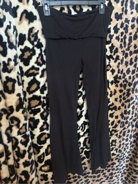 Black Fold-Over Waist Flare Pants